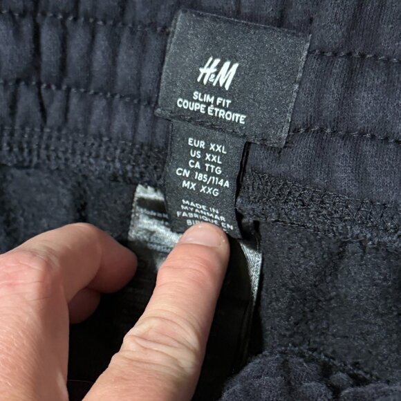 H&M Slim Fit Joggers Mens XXL Black Casual Sweatpants Lounge Pants - Picture 4 of 6